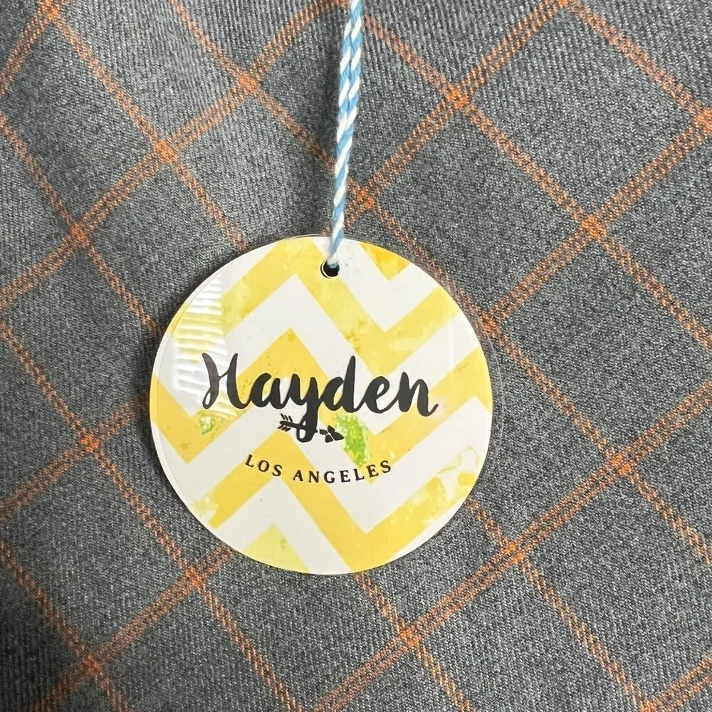 Hayden NWT  Off Shoulder Ruffle Short Sleeve Top Flowy Gray‎ Orange Medium - Image 2