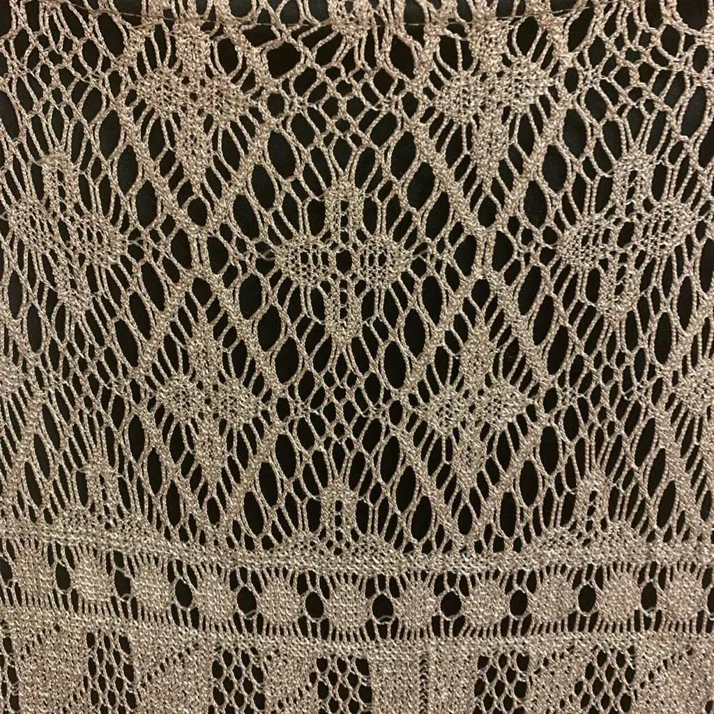 Vintage Y2K Monster Girl Crochet Beige Square Neckline Mini Dress size S Tan - Image 6