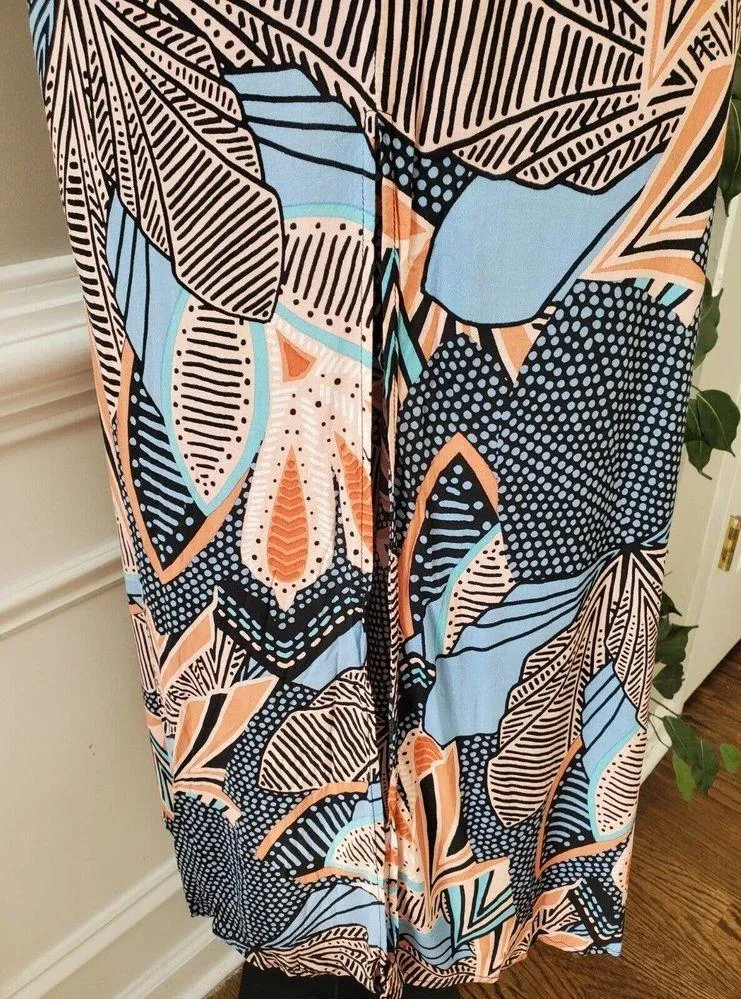 Forever 21 Womens Multicolor Polyester V-Neck Short Sleeve Long Maxi Dress Small - Image 4