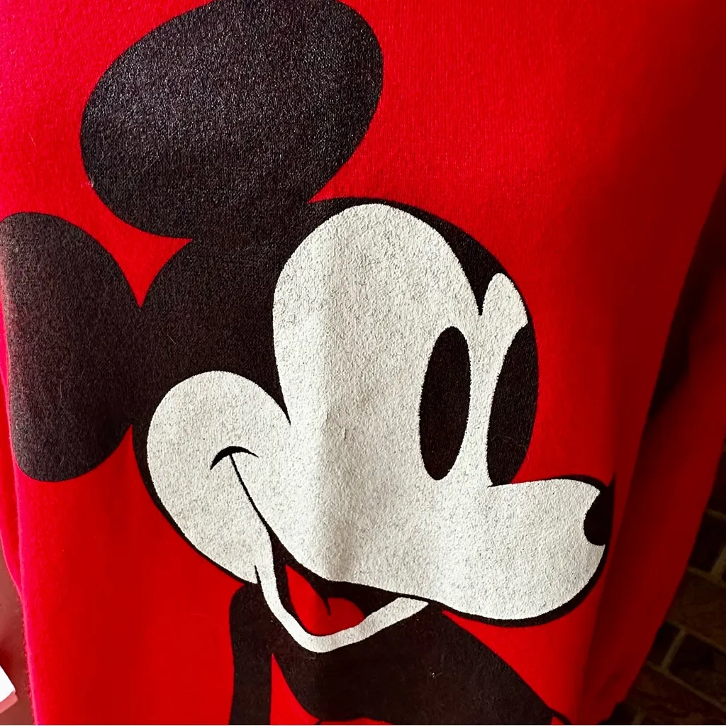 Vintage USA Made Sears Disney Red Mickey Mouse Sweatshirt Sleep Dress Cozy 80s - Image 4