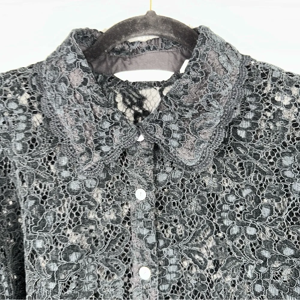 Soft Surroundings Top Large Black Lace Velvet Burnout Womens Whimsigoth Grunge - Image 2