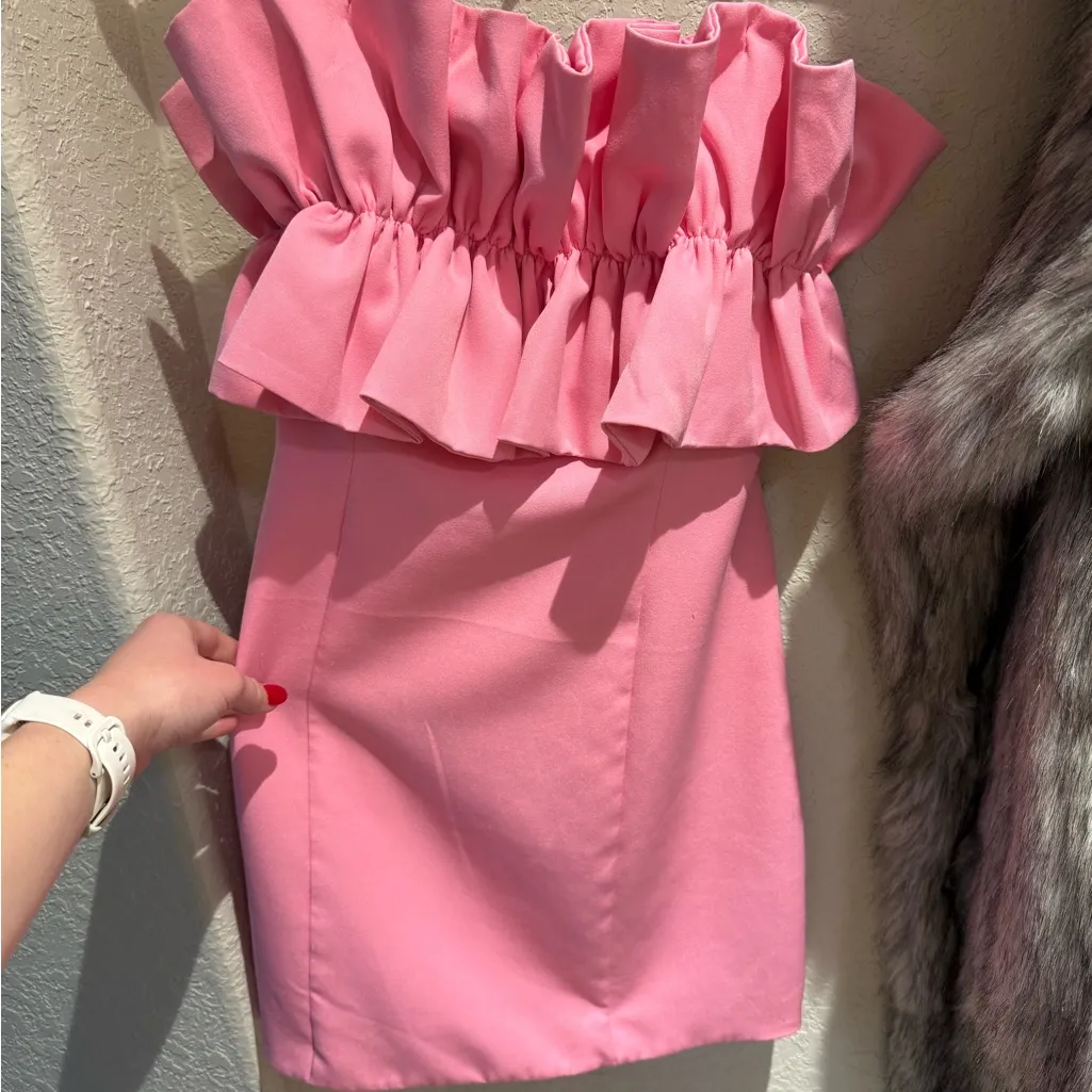 DO+BE Pink Ruffle Mini Dress - Image 3