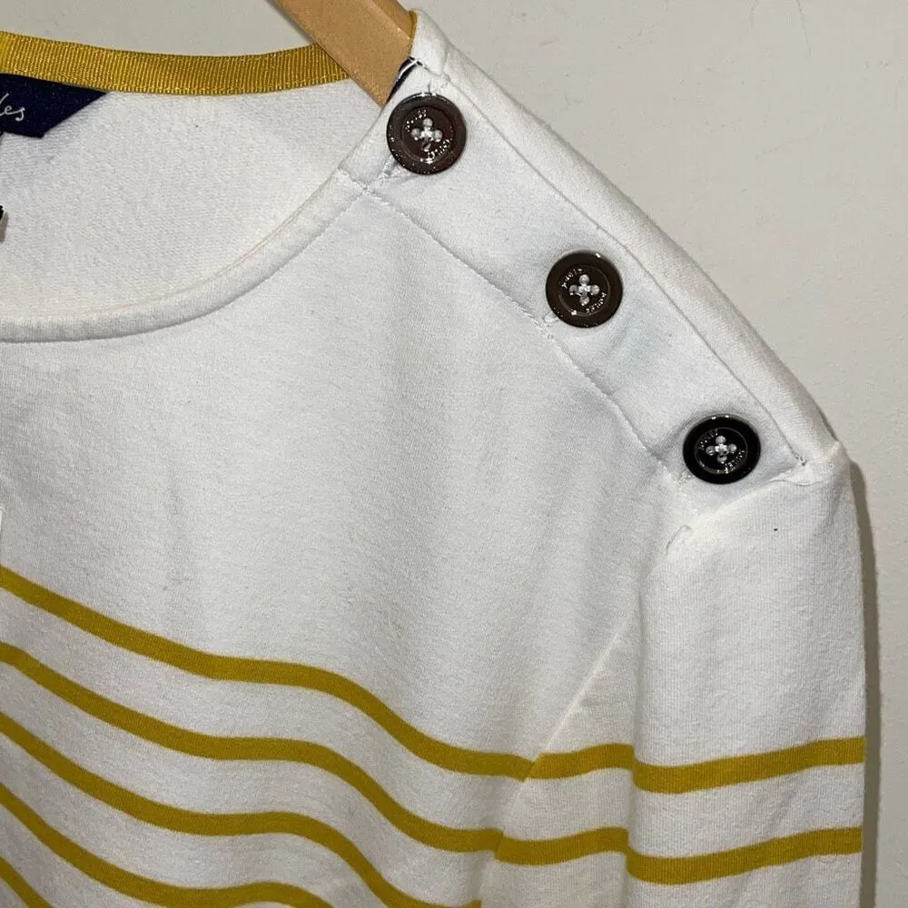 Joules Womens Striped Seacombe Button Shoulder Breton Top White Yellow Sz 20 NWT - Image 6