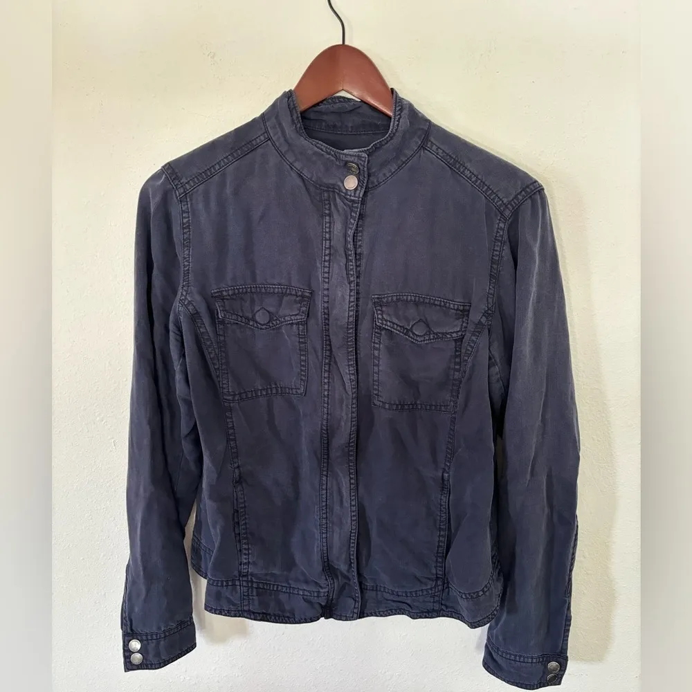 Liverpool Medium Women's Merie Tencel Cargo Jacket Navy‎ Blue Zip Up - Image 6