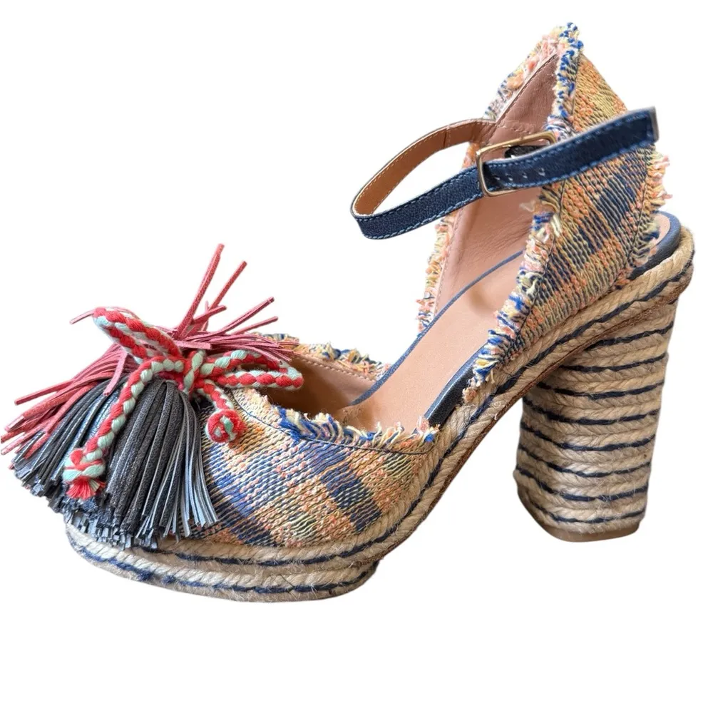 Castaner Pom Pom Plaid Heels Size 37 or 7 - Image 3