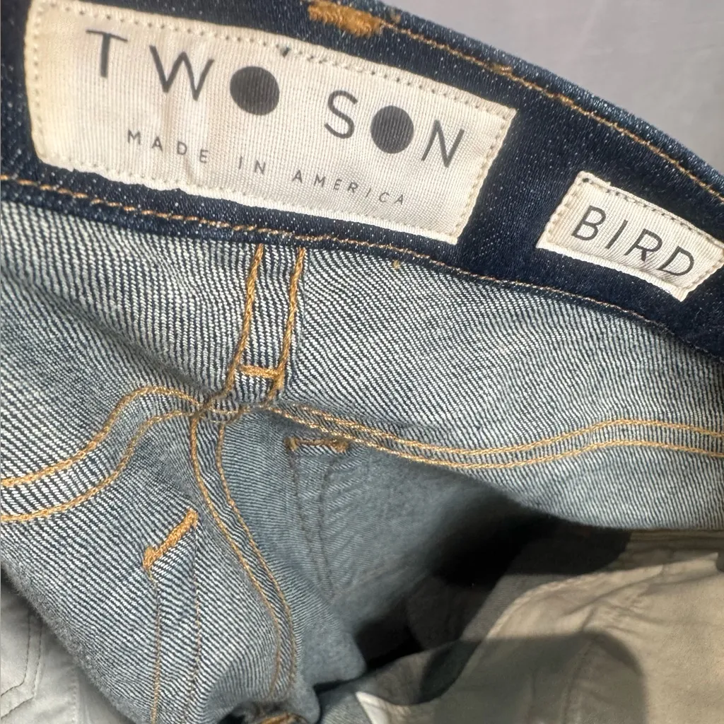 Two Son Premium dark wash denim high rise jeans size 27 NWT Blue - Image 6