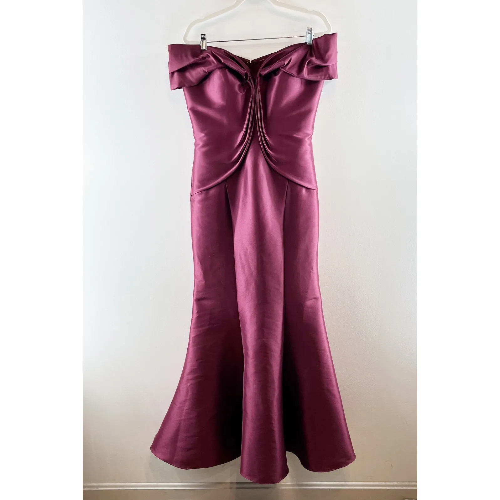 Terani Couture Off The Shoulder Maxi Long Mermaid Gown Dress Wine 10 - Image 4