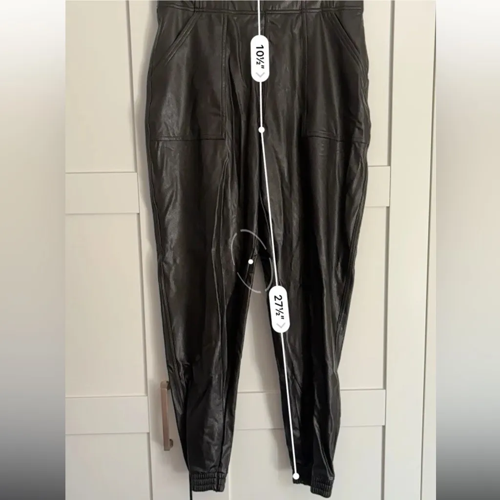 Spanx Faux Leather Joggers Size Medium Black Brown comfy casual chic - Image 3