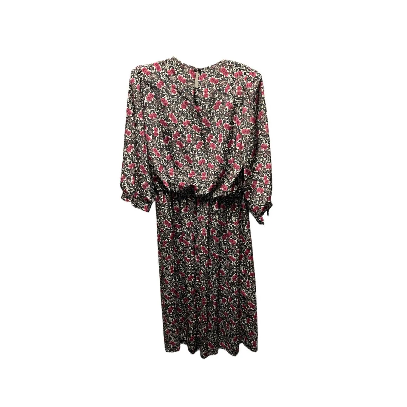 Vintage Lisa II floral dress lace collar size 14 runs small padded shoulders Red - Image 3