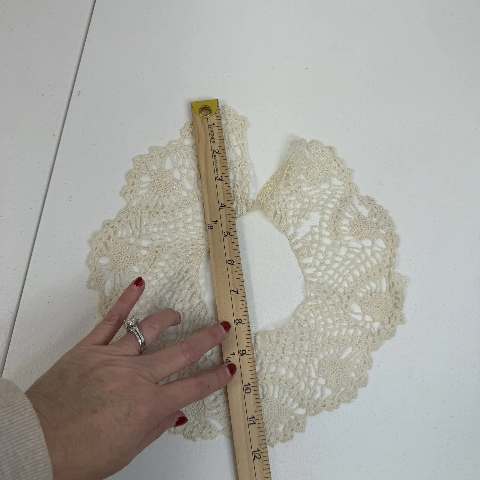 Antique Vintage Crochet Lace Collar Victorian Beige Edwardian Boho Stunning - Image 6