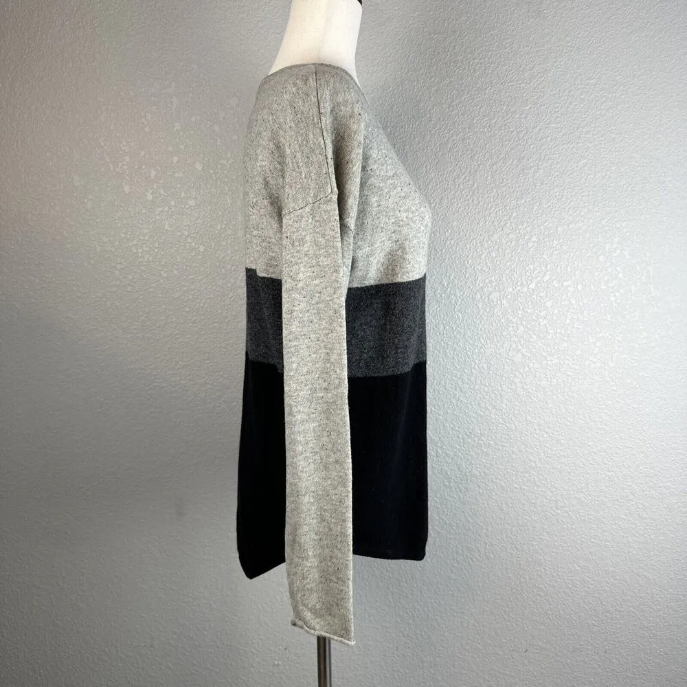 SmartWool Shadow Pine Colorblock Sweater Size M Gray Black Merino Wool Silk - Image 6
