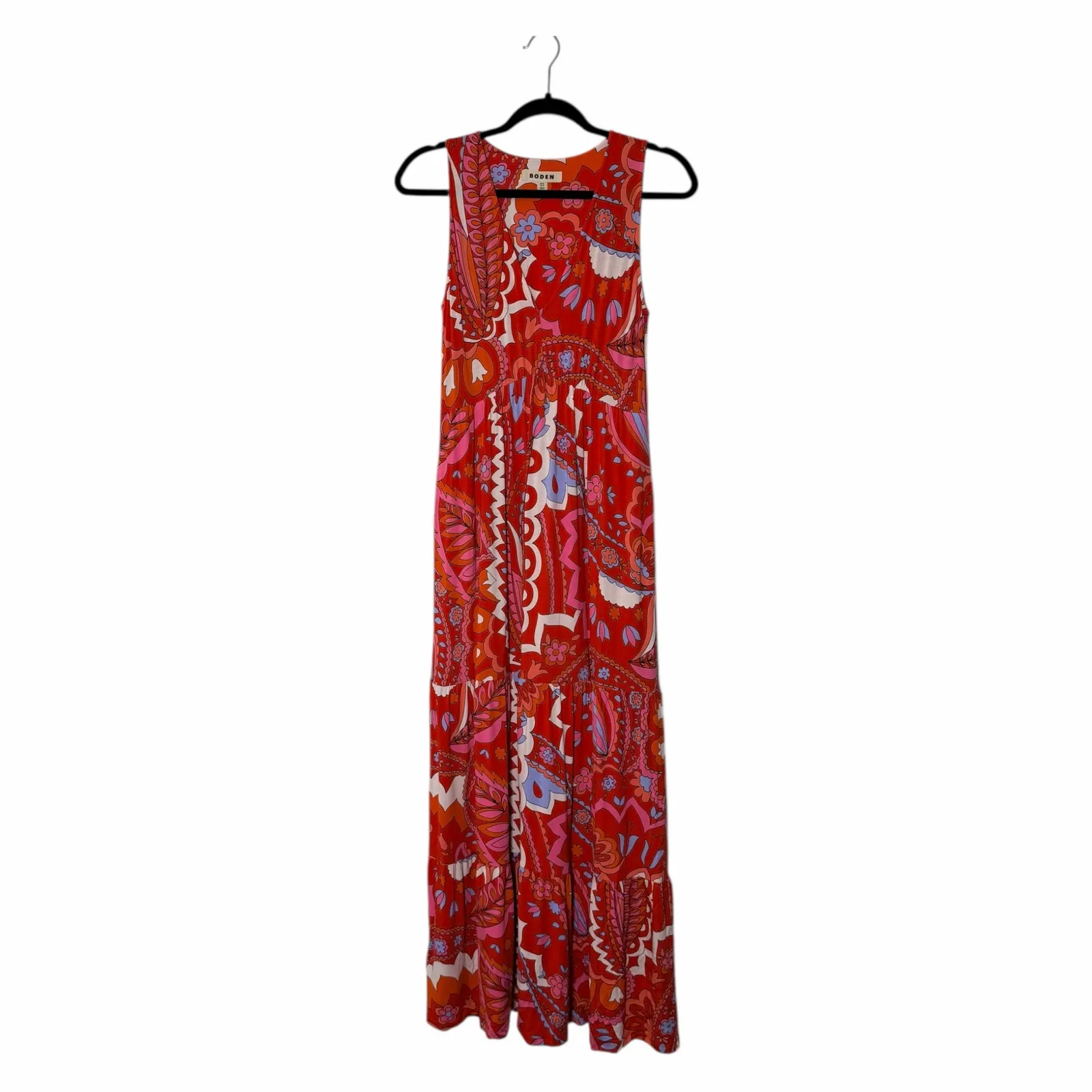 Boden Sylvia Jersey Maxi Tier Dress in Flame Scarlet Red Size 4 - Image 3
