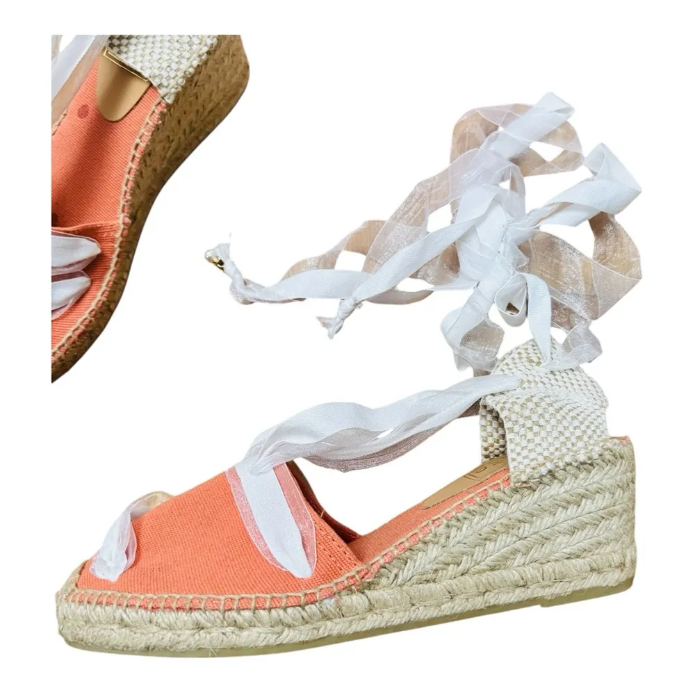 Source Unknown  Orange and White Platform Shoes with Ankle Straps - Image 3