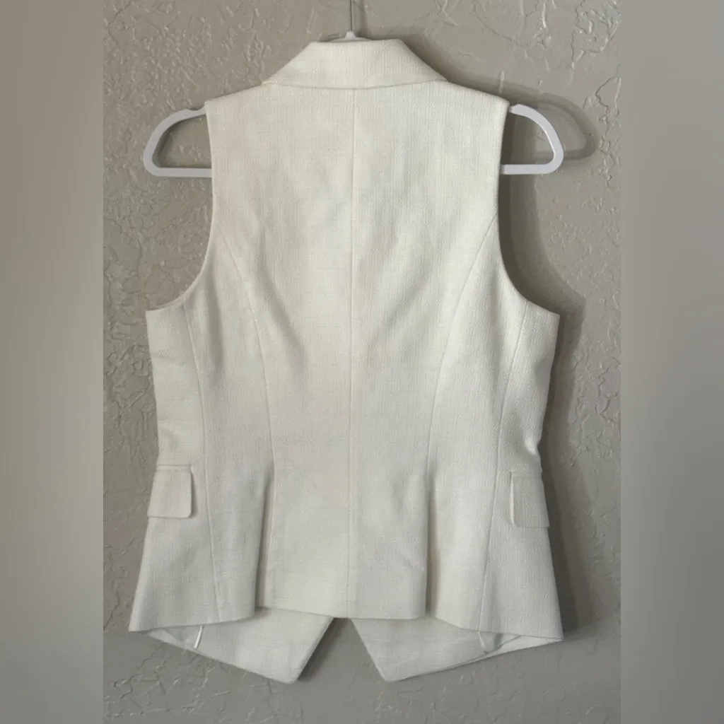 White House Black Market Cream Double-Breasted Vest - Image 12