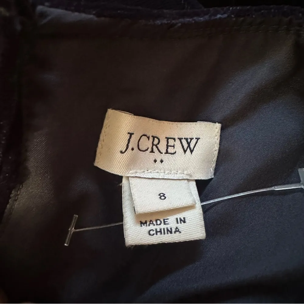 JCrew Factory Navy Blue Velvet Long Sleeve Dress size 8 - Image 6