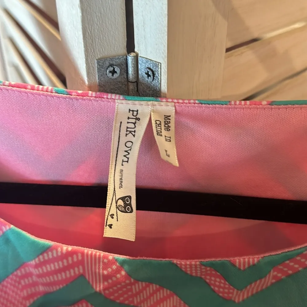 Pink Owl Mini Dress Pink and Teal - Image 4