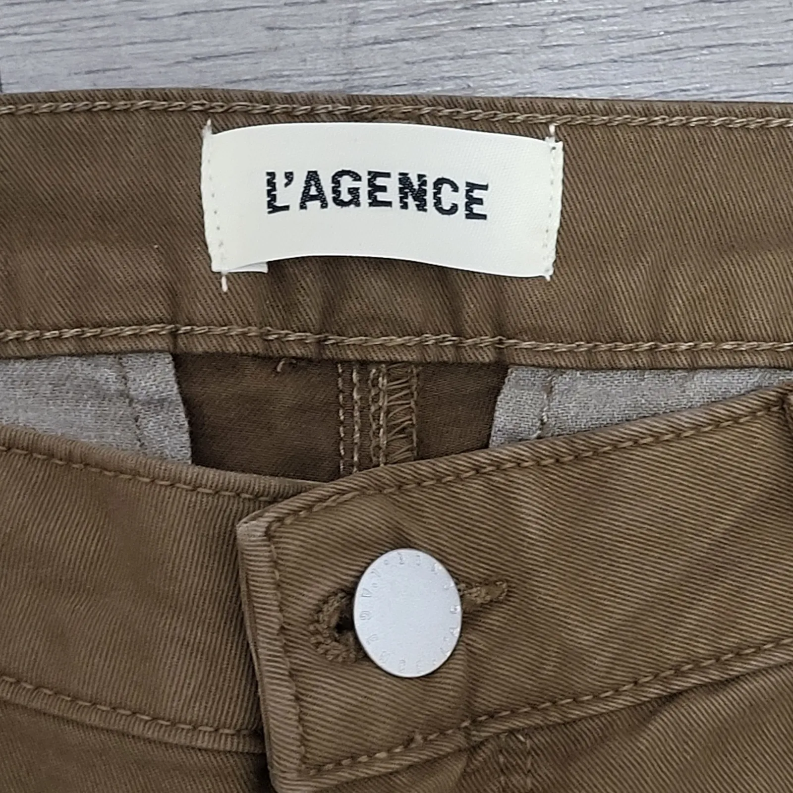 L'Agence Patton High Rise Skinny Cargo Pants Olive Brown Zip Ankle Women size 30 - Image 6