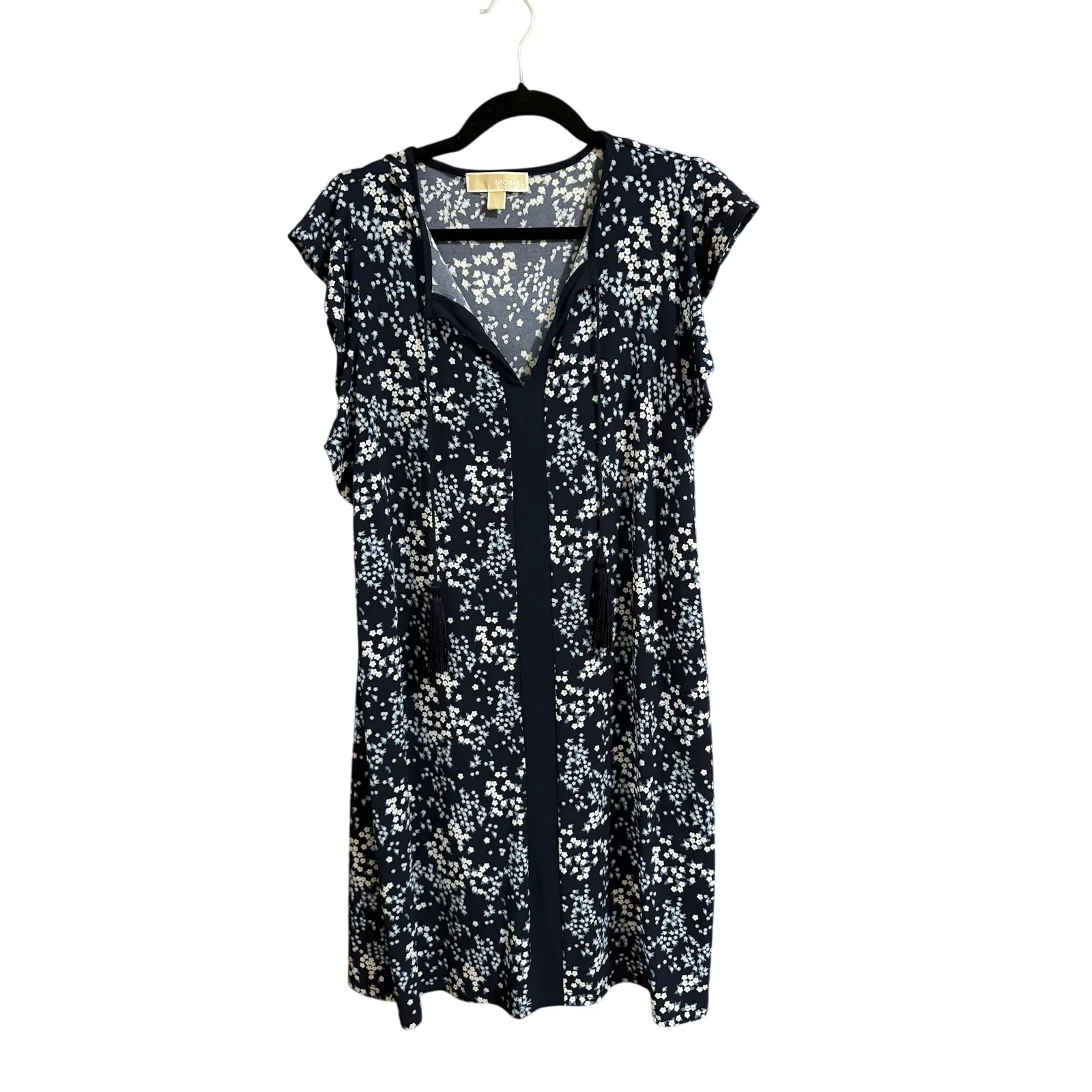 MICHAEL Michael Kors Navy Blue and White Floral Tassel Dress Size XL womens nwot - Image 3