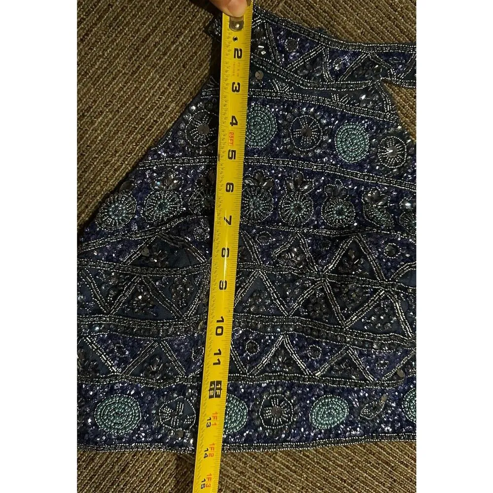 Sherri Hill 2 Piece Chiffon Skirt/Embellished Top Blue Size 6 Style 51296 Formal - Image 9