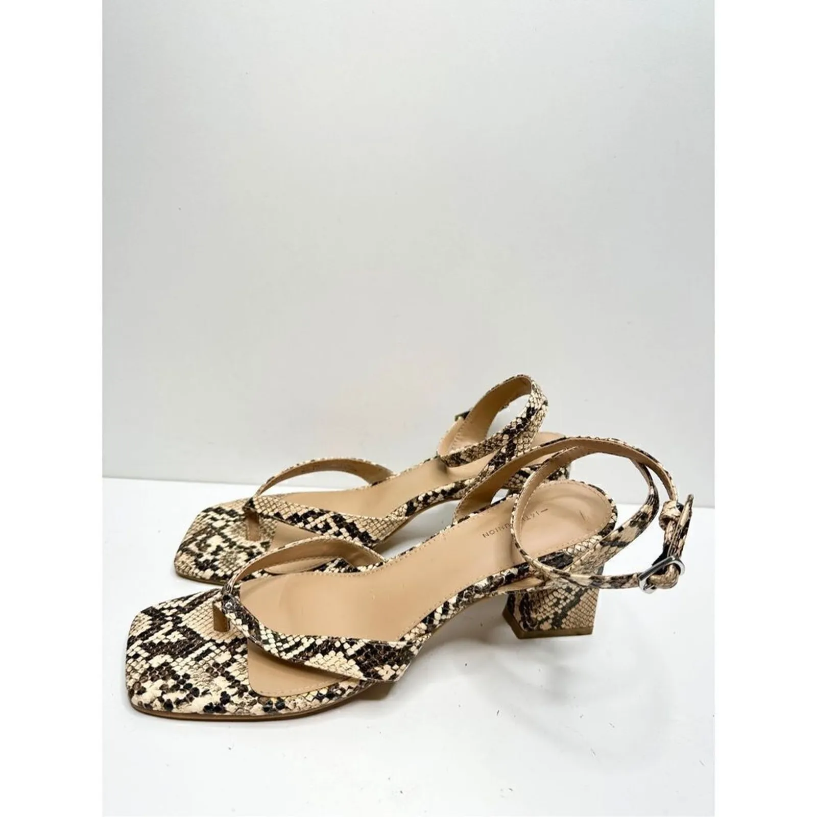 14th & Union Sandals 9.5 Animal Print Square‎ Toe Ankle Strap Block Heel - Image 4
