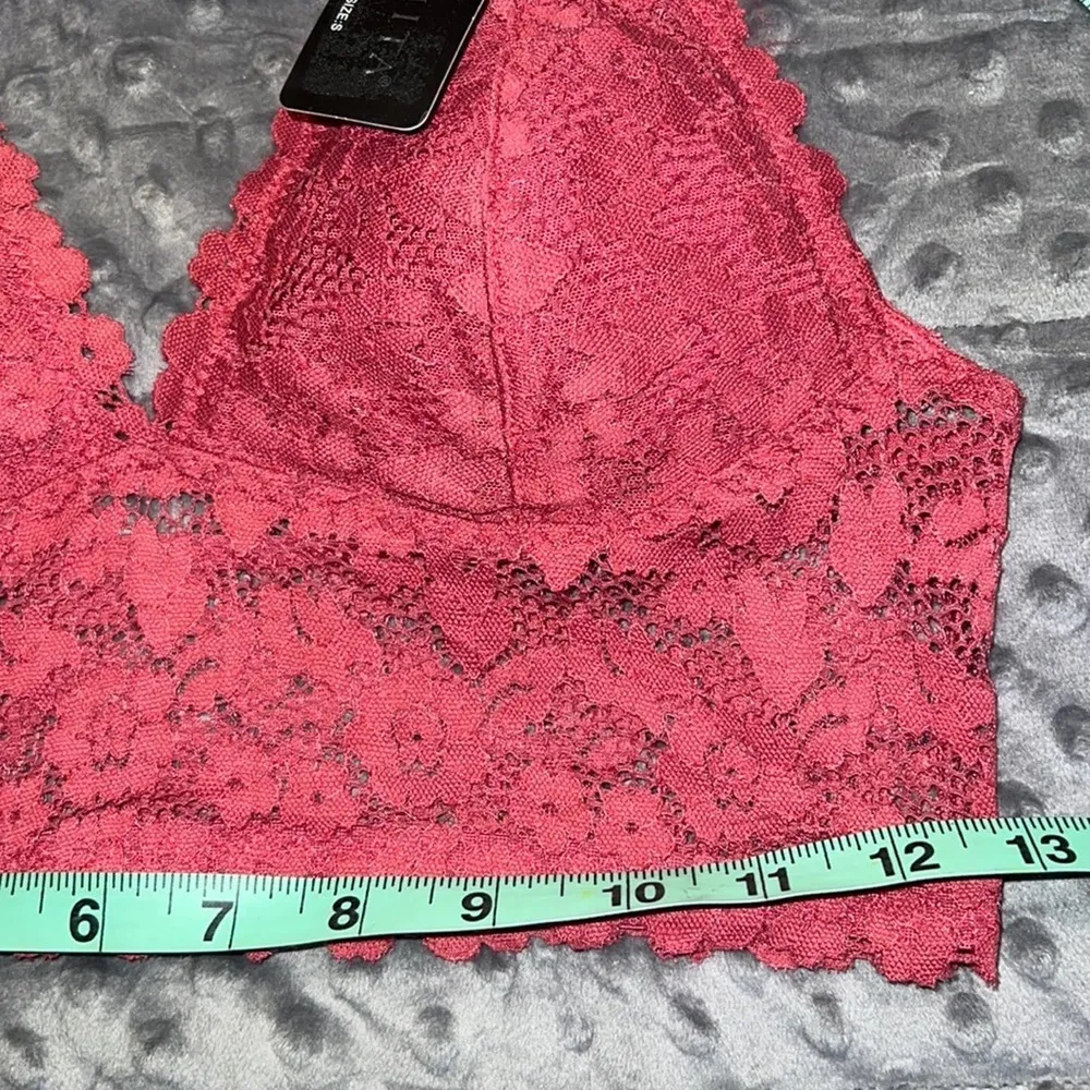 YOUMITA small floral lace halter bra bralette adjustable strap wine blush sexy - Image 5