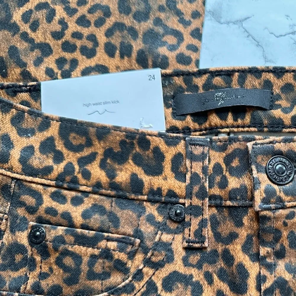 #3 NWT 7 FOR ALL MANKIND Leopard-Print High-Rise Slim-Fit Kick Flare Jeans - Image 8