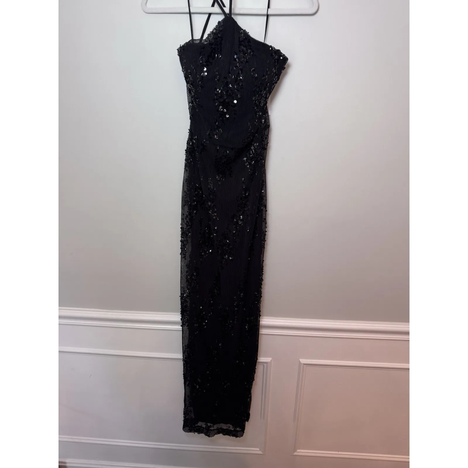 Violet Weekend Halter Neck Sequin Knit Dress Juniors Size 7/8 NWT $129 Black - Image 3