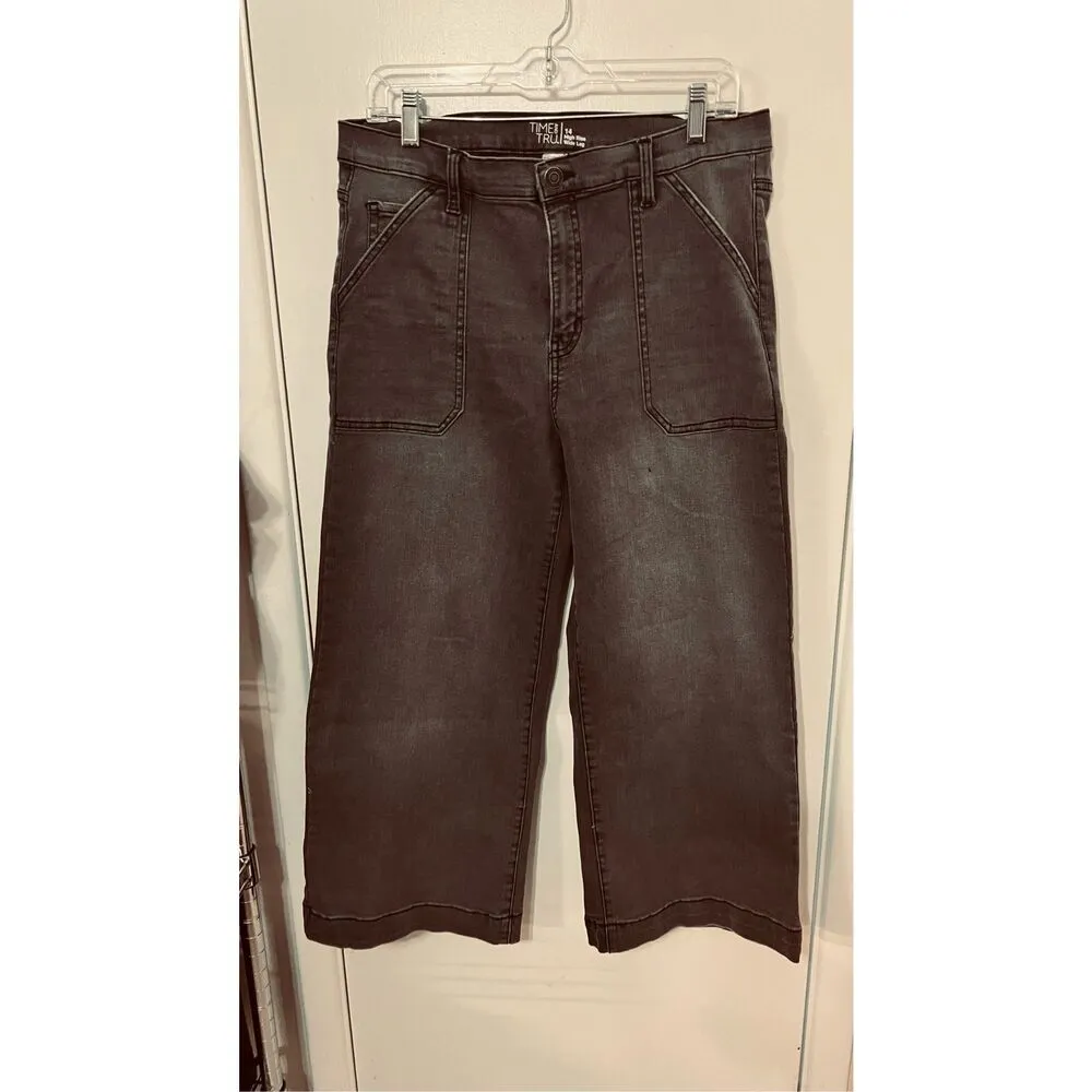 Time & Tru High Rise Wide Leg Dark Gray Jeans Size 14 - Image 2
