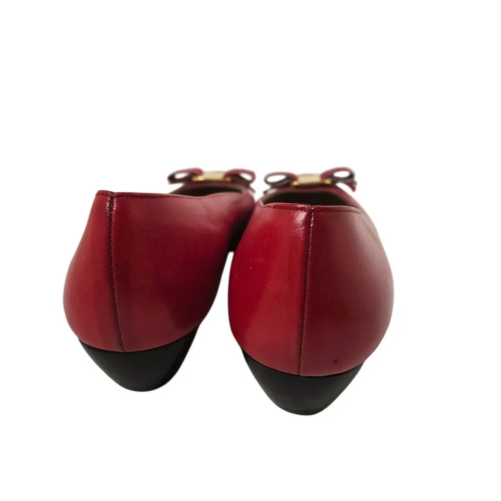 Salvatore Ferragamo Ladies Red Calf Leather Bow Pump Shoe NICCOLA Women 10 A4 - Image 4
