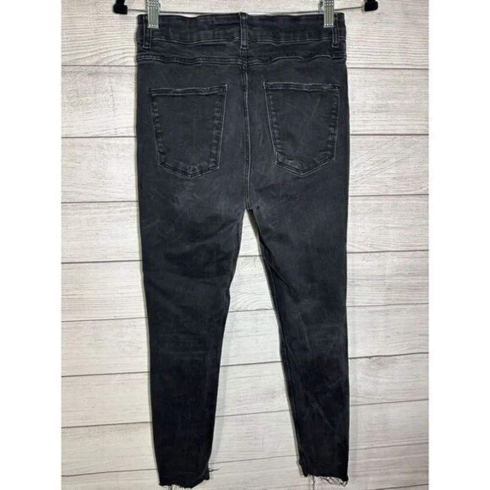 Zara Trafaluc Denim Collection Black Distressed Skinny Leggings Jean Sz 6 Womans - Image 4