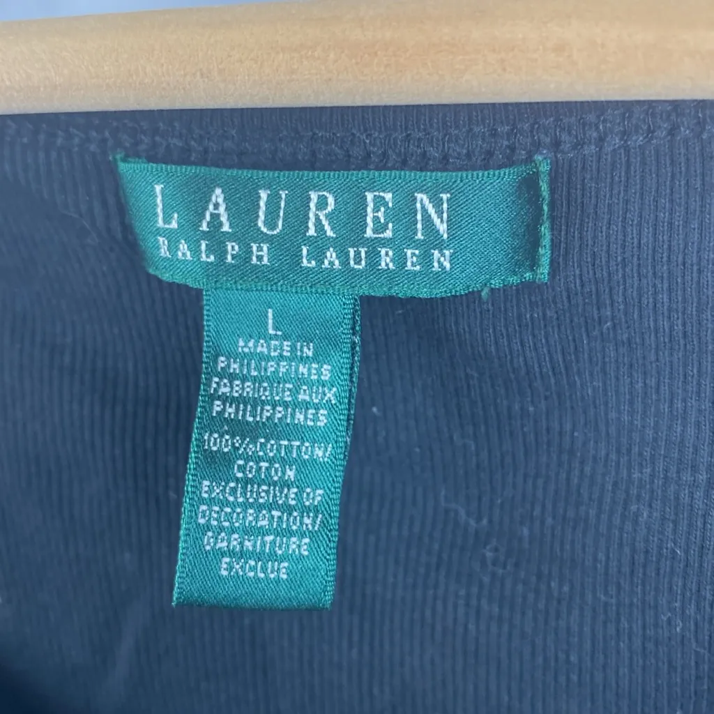 Ralph Lauren Black Thin Ribbed Cotton Tank Top L - Image 3