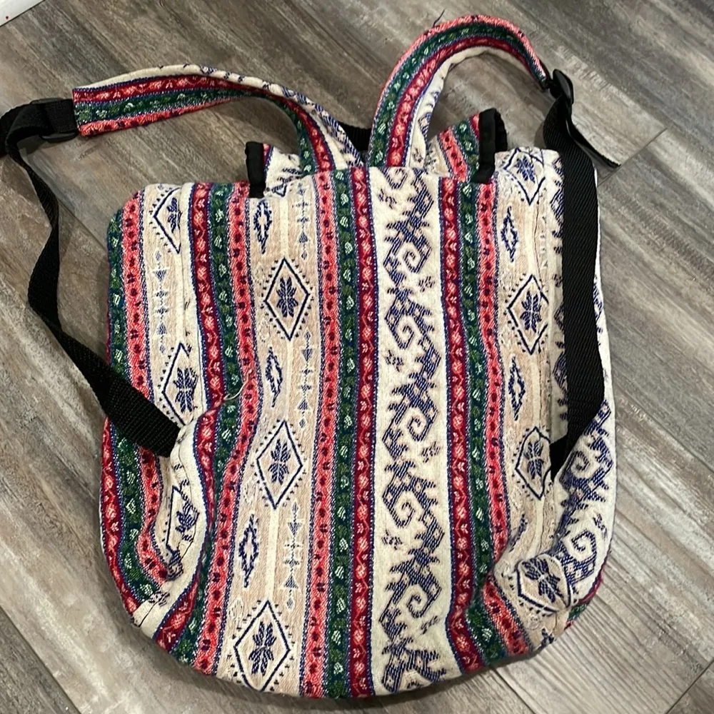 Woven tribal print backpack Blue - Image 3