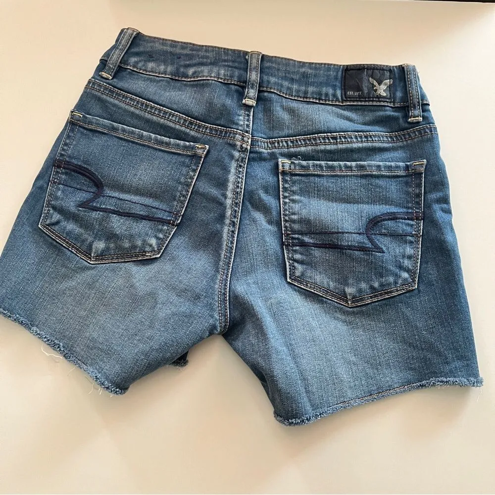 AEO super stretch Hi-rise shortie denim jean shorts Size 0 - Image 6