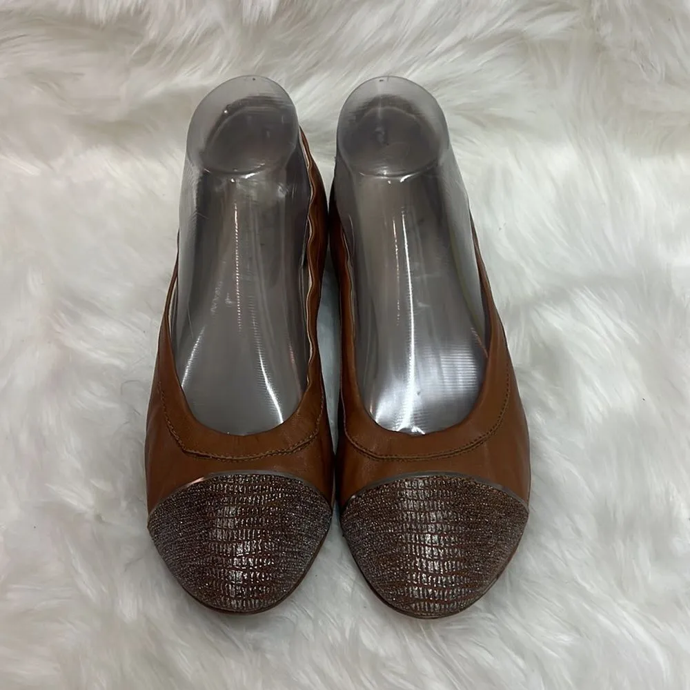 AGL Snakeskin Leather Cap Toe Wedge Heels Bin 11 Brown Size 8.5 - Image 2