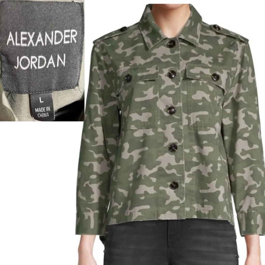 ALEXANDER JORDAN Women's Utility Jacket Size L Green Size L - Image 2