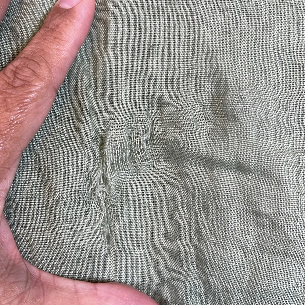 Women's Zara 100% Linen Shirt Basic Light Khaki Green Loose Size XXL NWT #6836 - Image 9