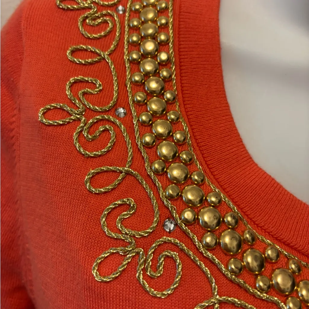 Kate Spade New York Embellished Beaded Embroidered Crop Cardigan Sweater Sz M - Image 5