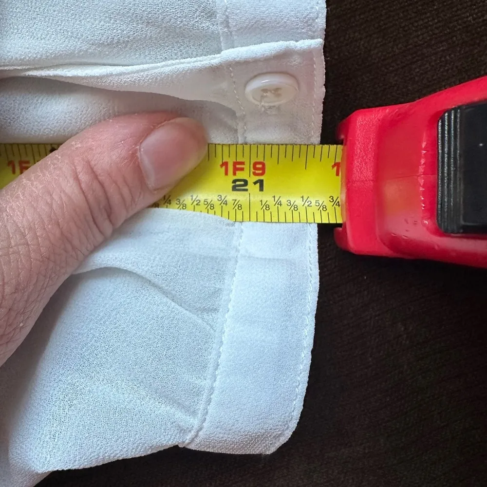 Marled Reunited Clothing White Sheer Embroidered Snow Flake Tie V Neck Sz L. Size L - Image 13