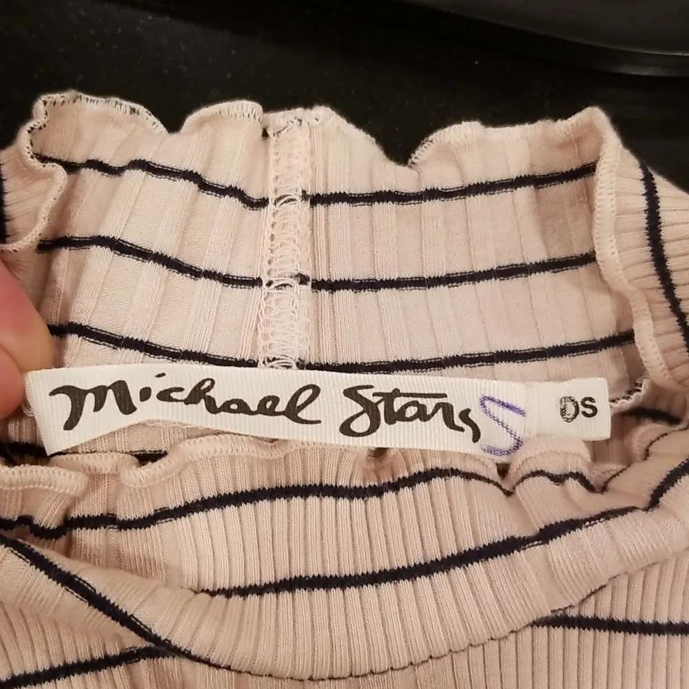 đź’•MICHAEL STARSđź’• Rachel Stripe Mock Neck Top ~ Whisper Striped 90s Lettuce Edge - Image 8