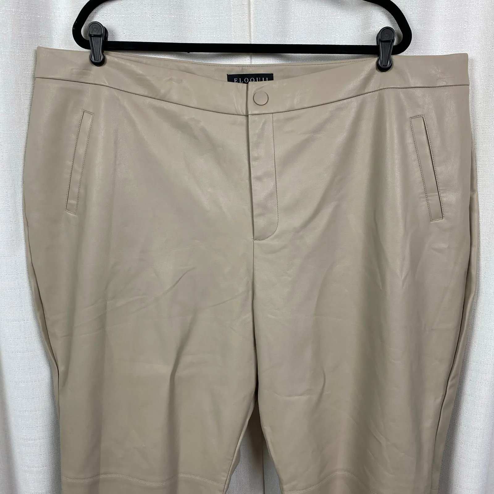 Eloquii Beige Cream Faux Leather Classic Fit Straight Leg Pants Sz.24W - Image 5