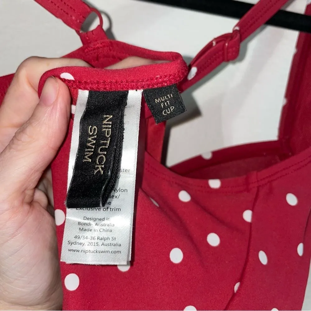 Nip Tuck Swim Size 6 Joanne Red Polka Dot One Piece Bikini - Image 7