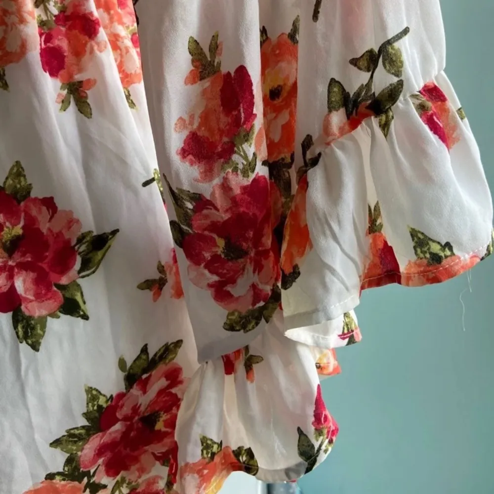 Floral Sheer Boho Off the Shoulder Dress Size M - Image 6