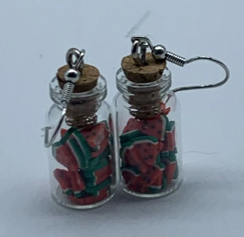 NEW Watermelon slices in mason jar fashion earring - Image 9