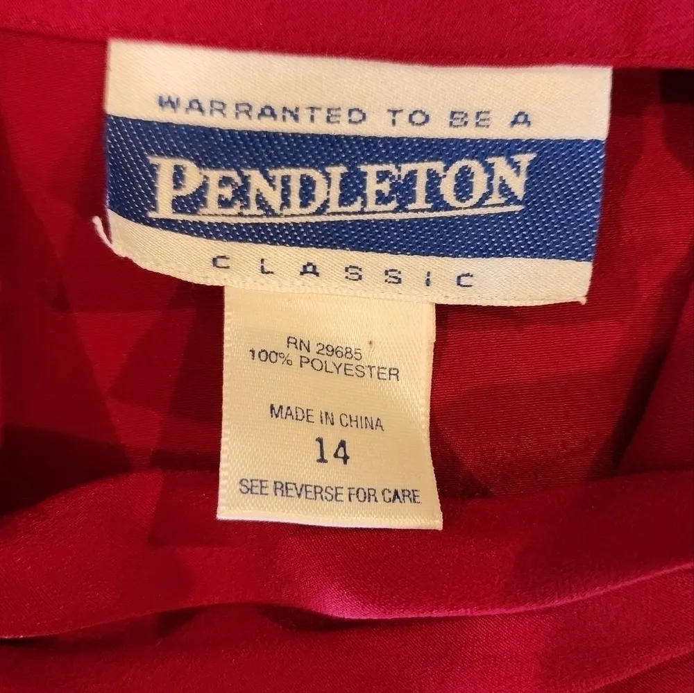 Pendleton classic chiffon style pleated maroonlong sleeve button down blouse 14 - Image 6