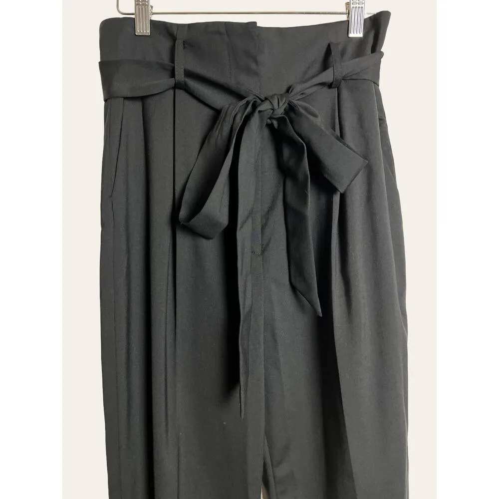 Milly Sevilla Black High Waist Belted Tie Waist Trouser Pants Size 4 - Image 5