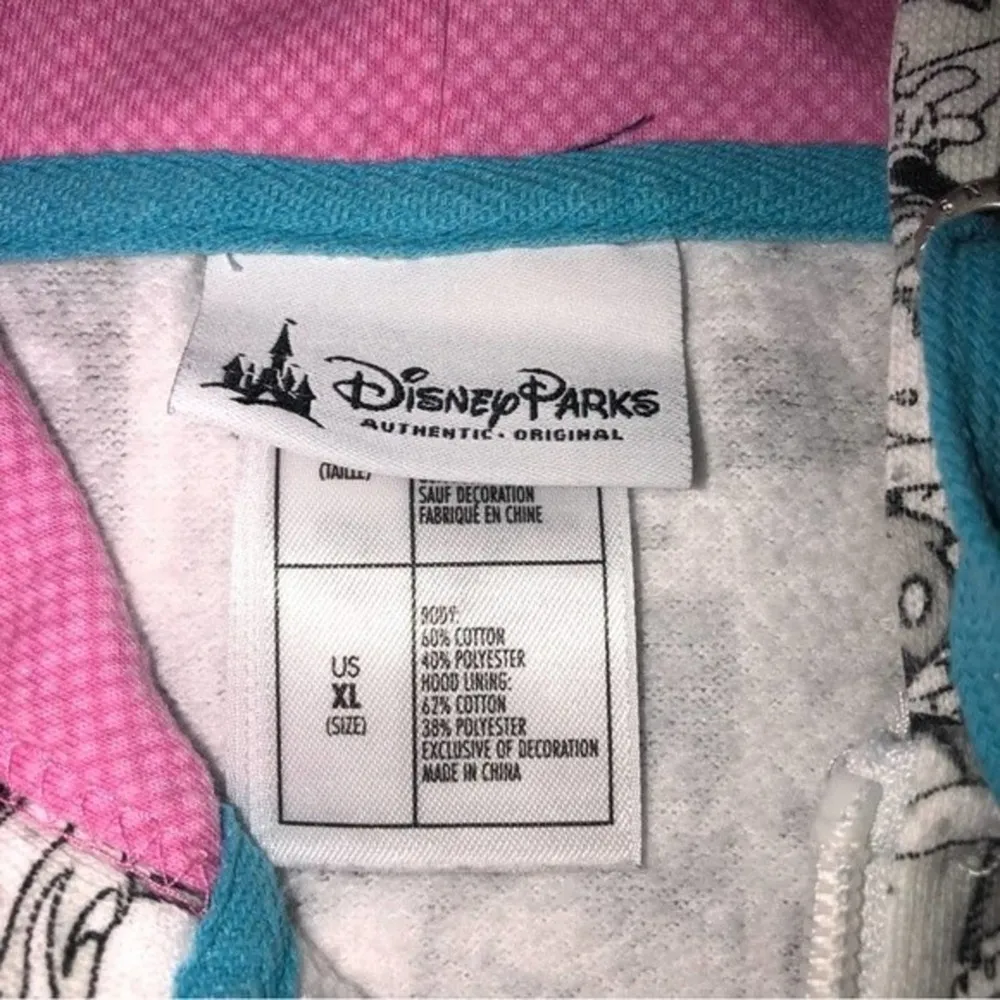 Disney Parks Vintage Comic Strip Print Mickey Minnie Zip Hoodie Size XL Pink - Image 2