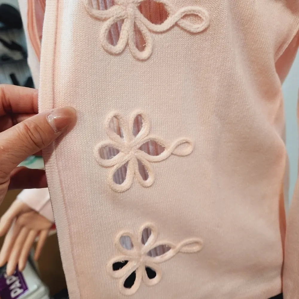 Susan Graver Pink Zip Front Cardigan Sweater & Matching Sweater Tank Size S - Image 3