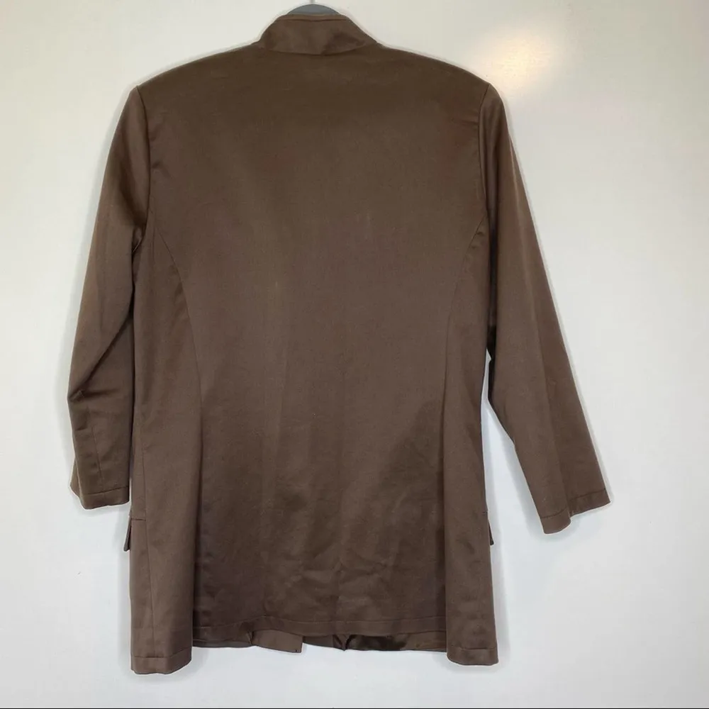 St. John Sport Brown Button Down Military Blazer Mandarin Collar M - Image 8