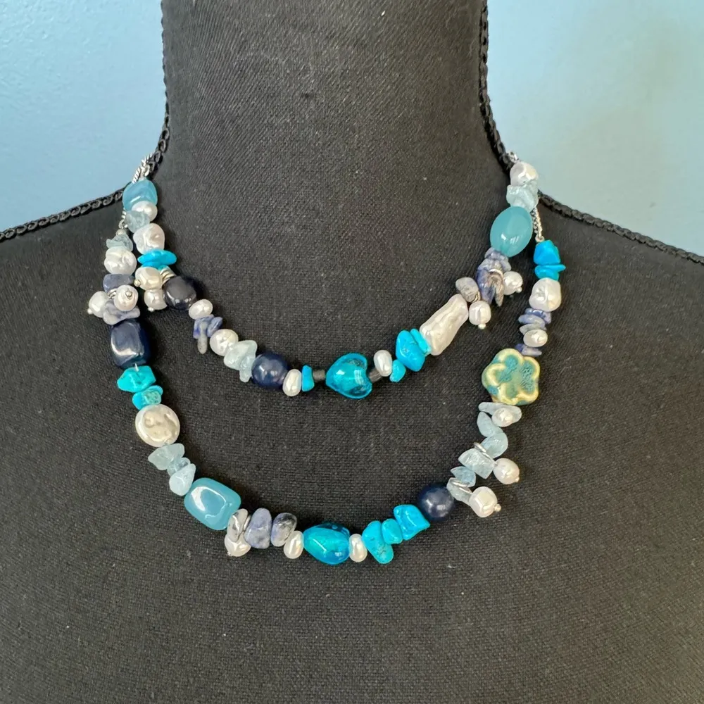 NEW WITH TAGS Free People Steal the Show Layered Choker Blues 💙🦋 - Image 6