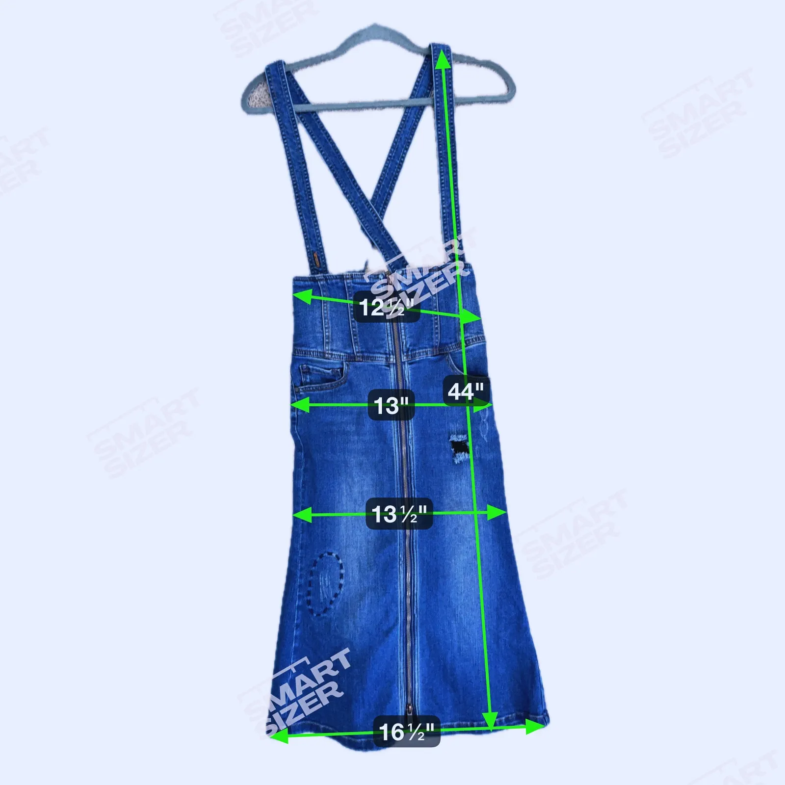 Y2K Miss Sixty Retro Vintage Denim Overall Skirt Dress Patchwork Small Blue 90s - Image 11